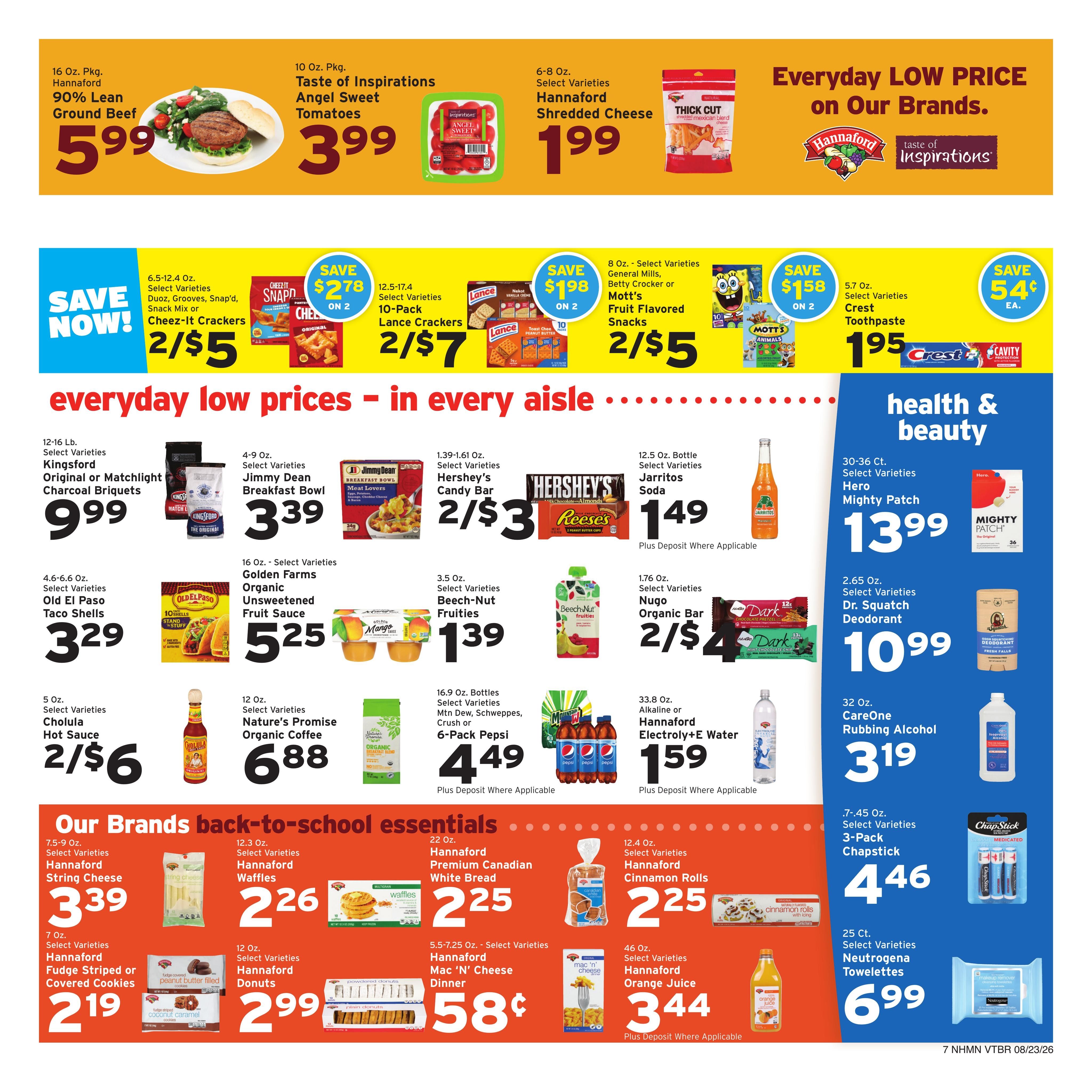 Hannaford (Brattleboro–West Chesterfield Area, NH–VT) Week 35 Weekly Ad August 23 - 29, 2026