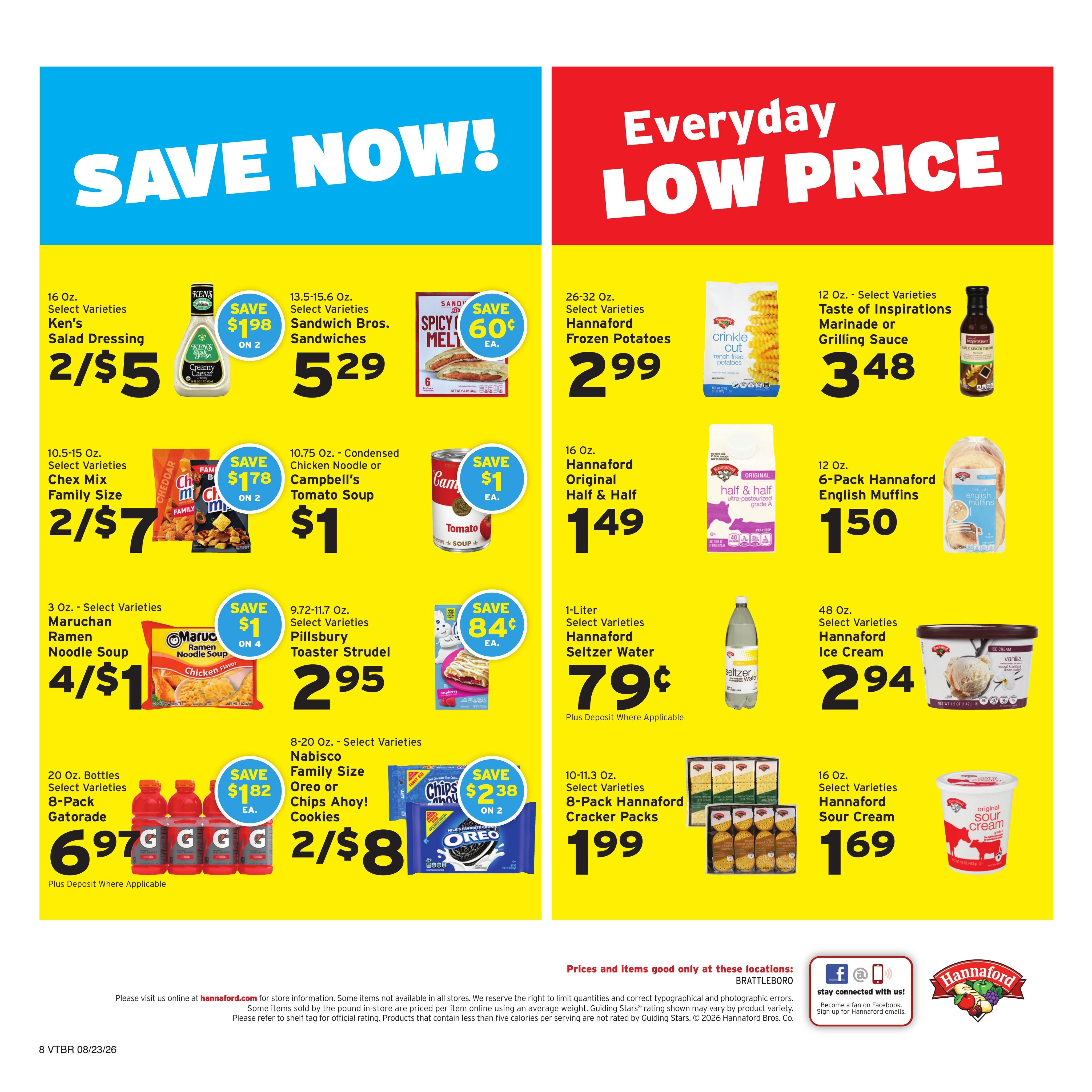Hannaford (Brattleboro–West Chesterfield Area, NH–VT) Week 35 Weekly Ad August 23 - 29, 2026