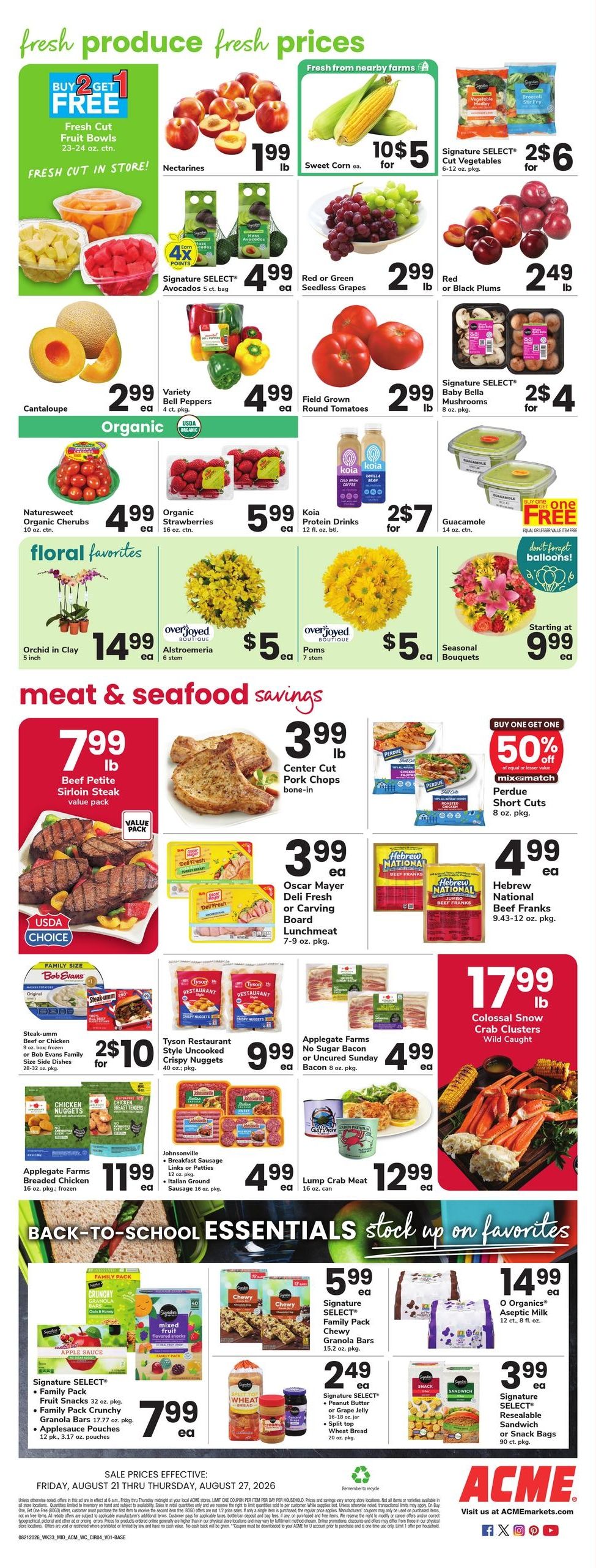 Acme Markets (Dover–Magnolia Area, DE) Weekly Ad August 21 - 27, 2026