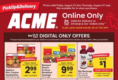 Acme Markets (Philadelphia–Camden Area, NJ–PA) Bonus Online Savings Weekly Ad August 21 - 27, 2026