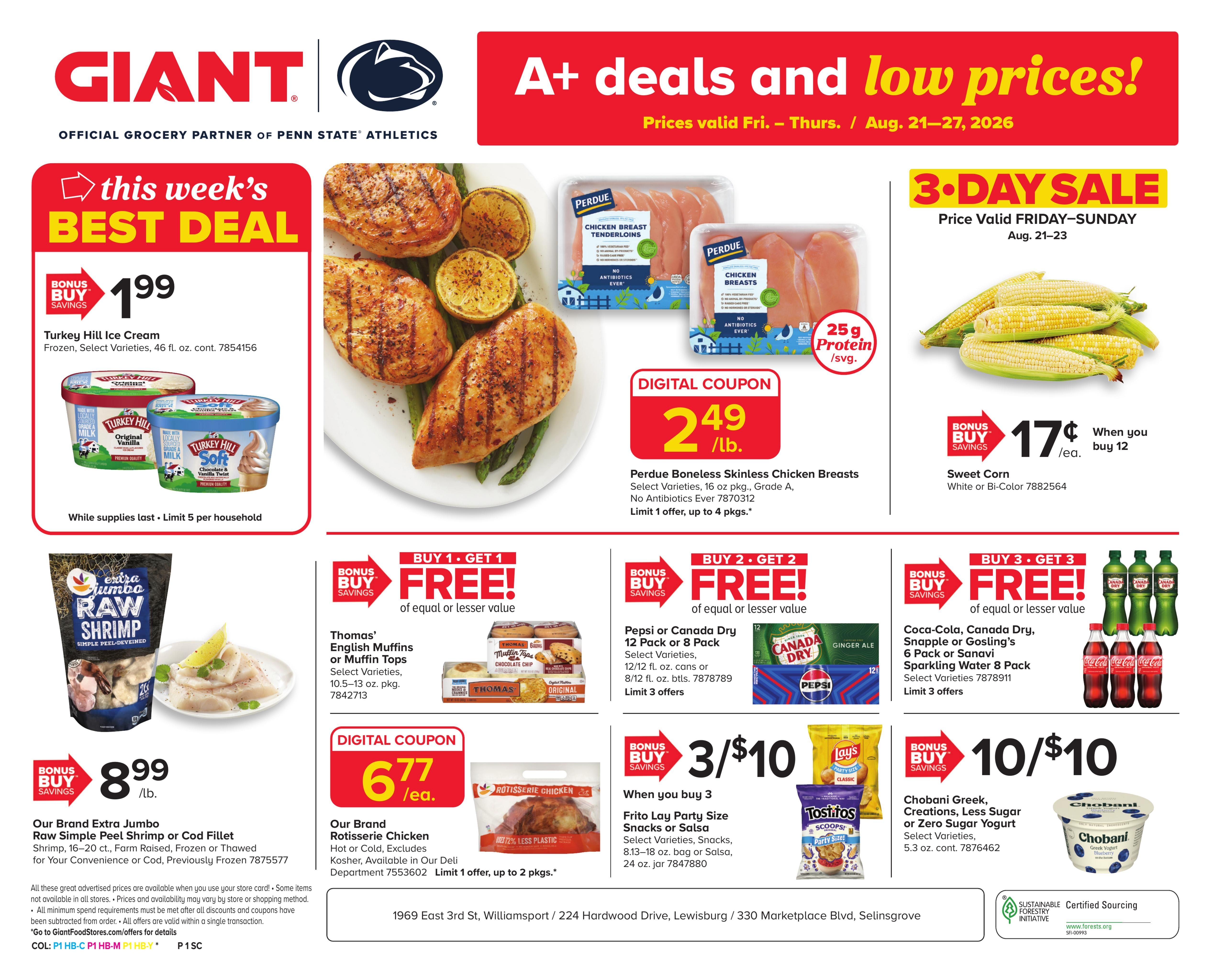 Giant Food Stores (Williamsport–Cogan Station Area, PA) Weekly Ad August 21 - 27, 2026