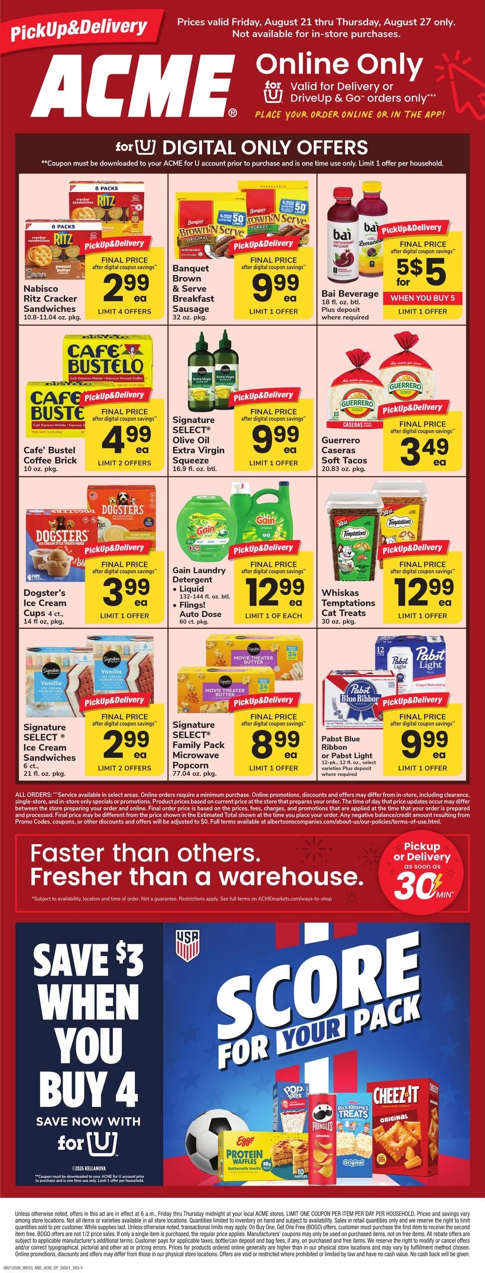 Acme Markets (Yonkers–Dobbs Ferry Area, NJ–NY) Bonus Online Savings Weekly Ad August 21 - 27, 2026