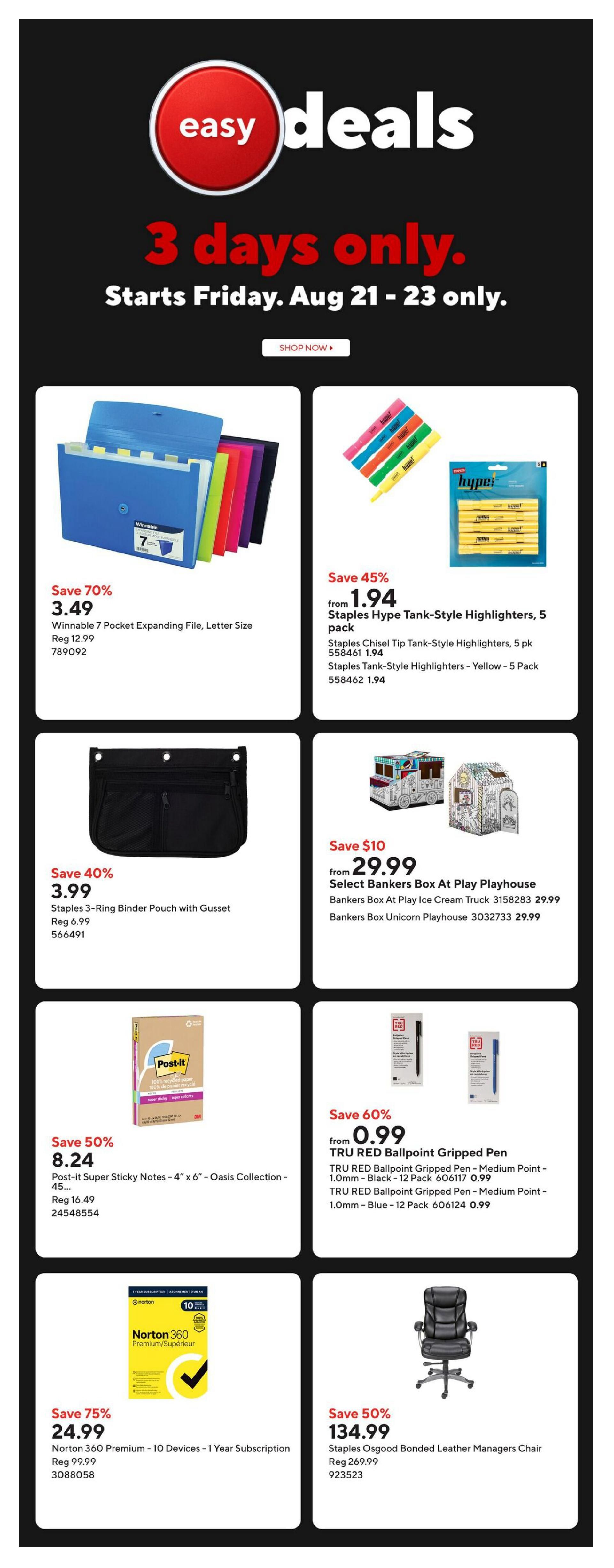 Staples Flyer August 21 to 27