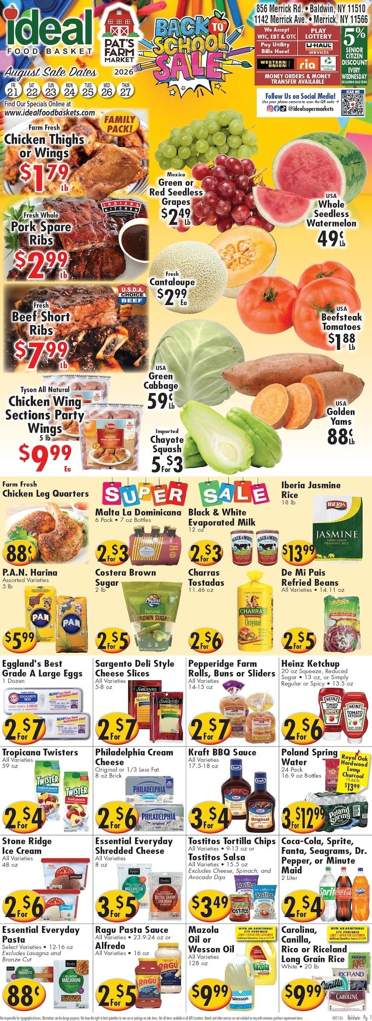 Ideal Food Basket (Baldwin, NY) Weekly Ad August 21 - 27, 2026