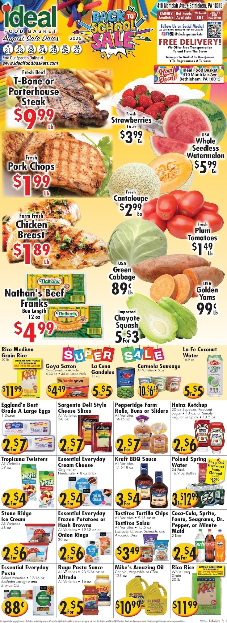 Ideal Food Basket (Bethlehem, PA) Weekly Ad August 21 - 27, 2026