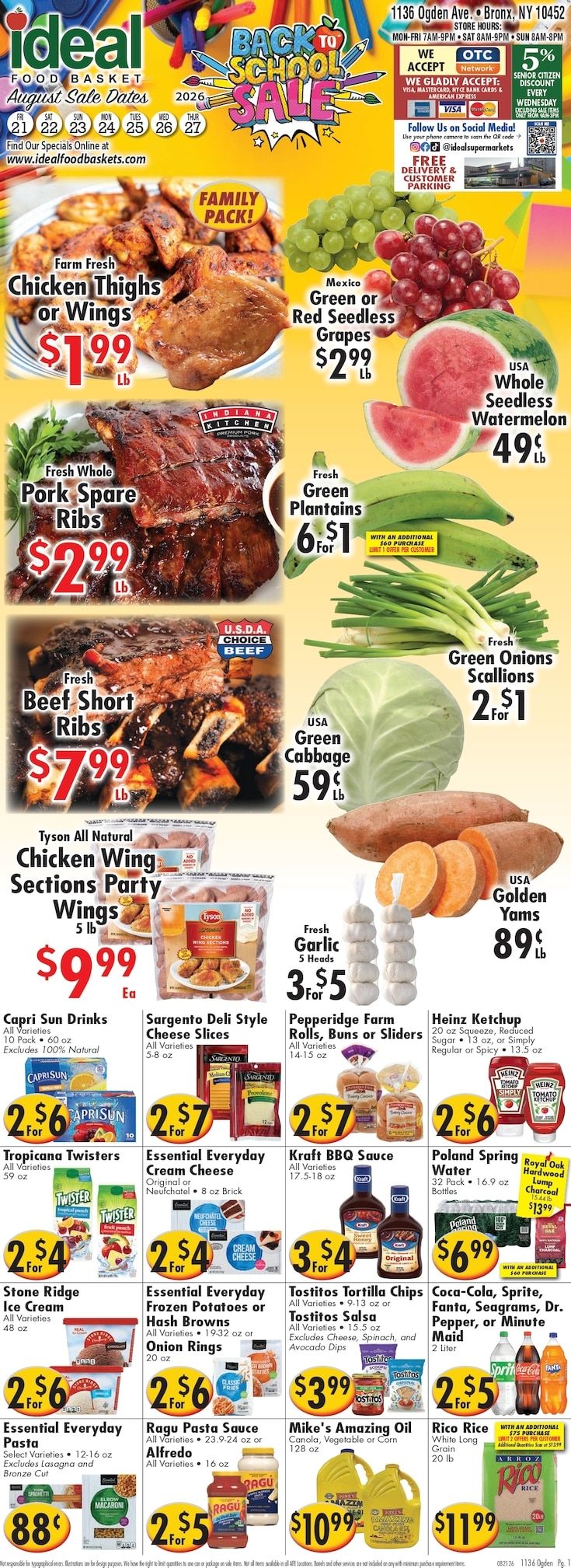 Ideal Food Basket (Bronx, NY) Weekly Ad August 21 - 27, 2026