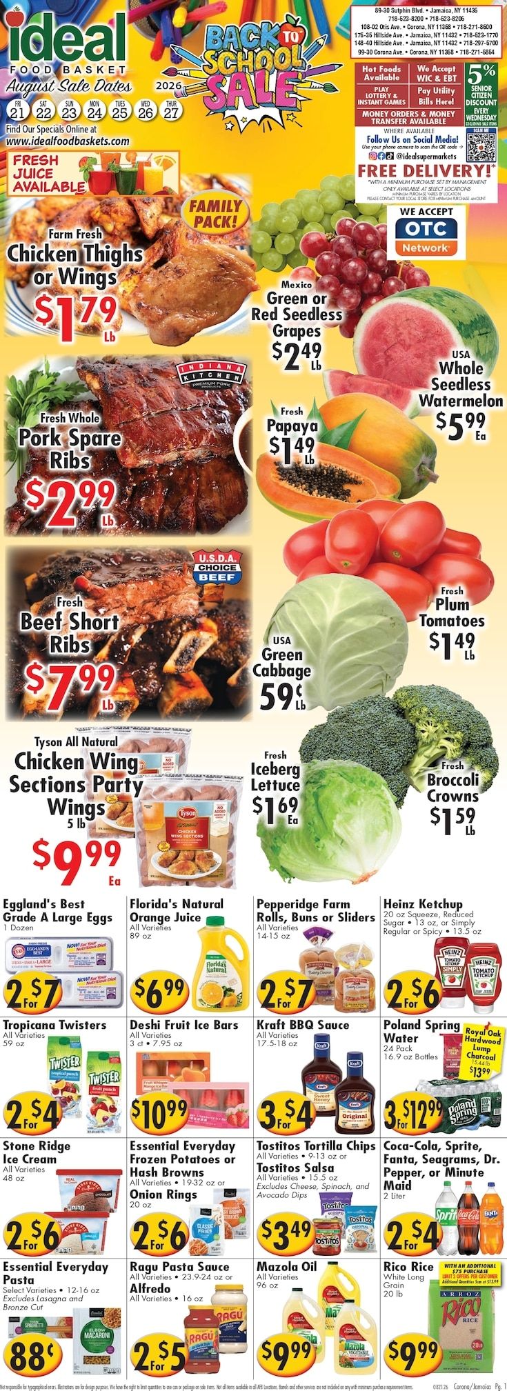 Ideal Food Basket (Corona and Jamaica, NY) Weekly Ad August 21 - 27, 2026