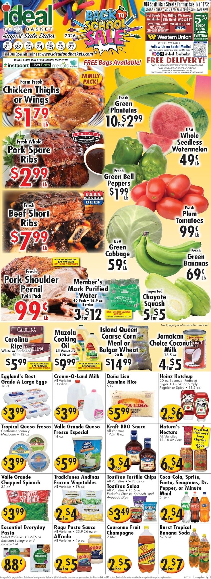 Ideal Food Basket (Farmingdale, NY) Weekly Ad August 21 - 27, 2026