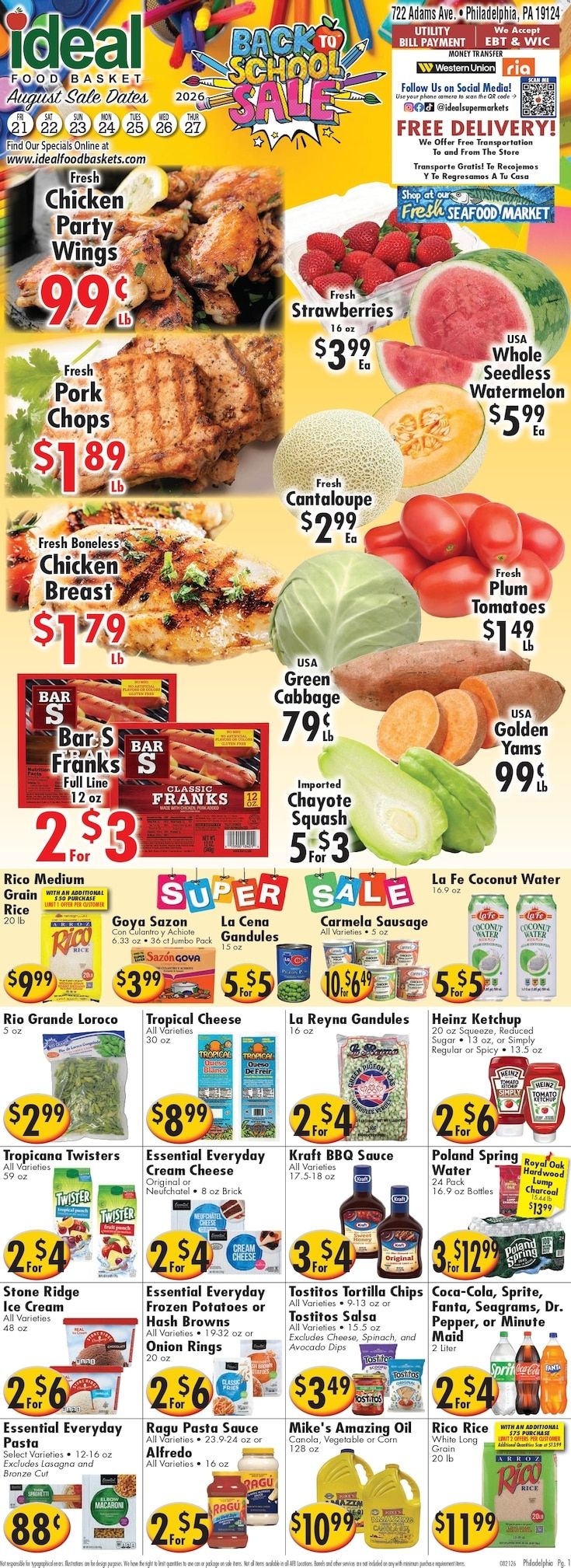 Ideal Food Basket (Philadelphia, PA) Weekly Ad August 21 - 27, 2026
