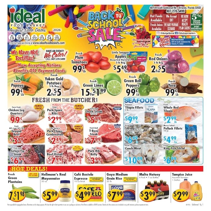 Ideal Food Basket (4075 South Goldenrod Road, Orlando, FL) Weekly Ad August 19 - 25, 2026