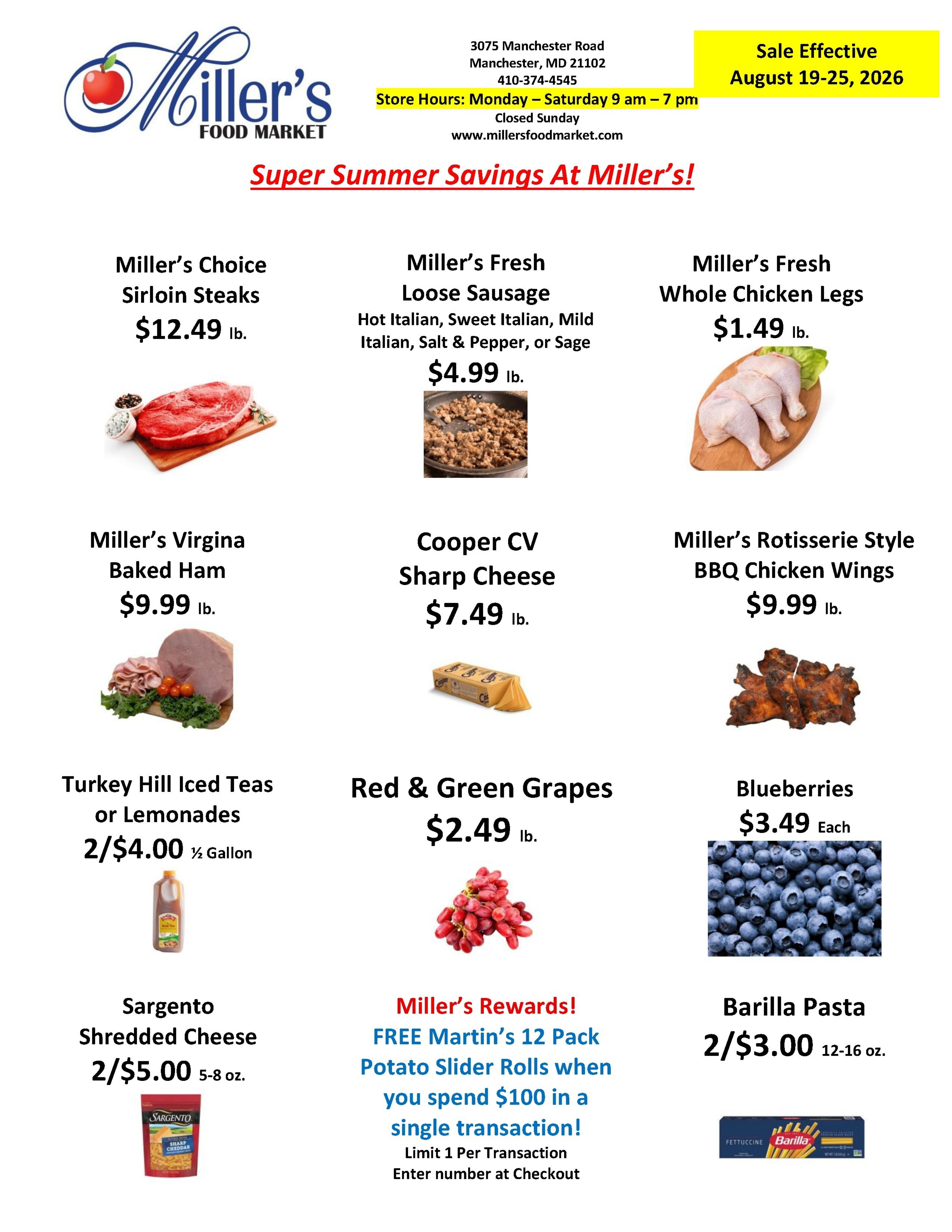 Miller's Food Market Weekly Ad August 19 - 25, 2026