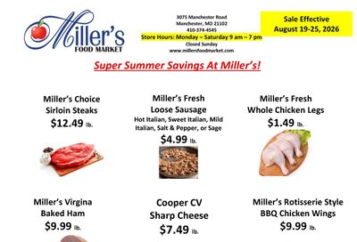 Miller's Food Market Weekly Ad August 19 - 25, 2026