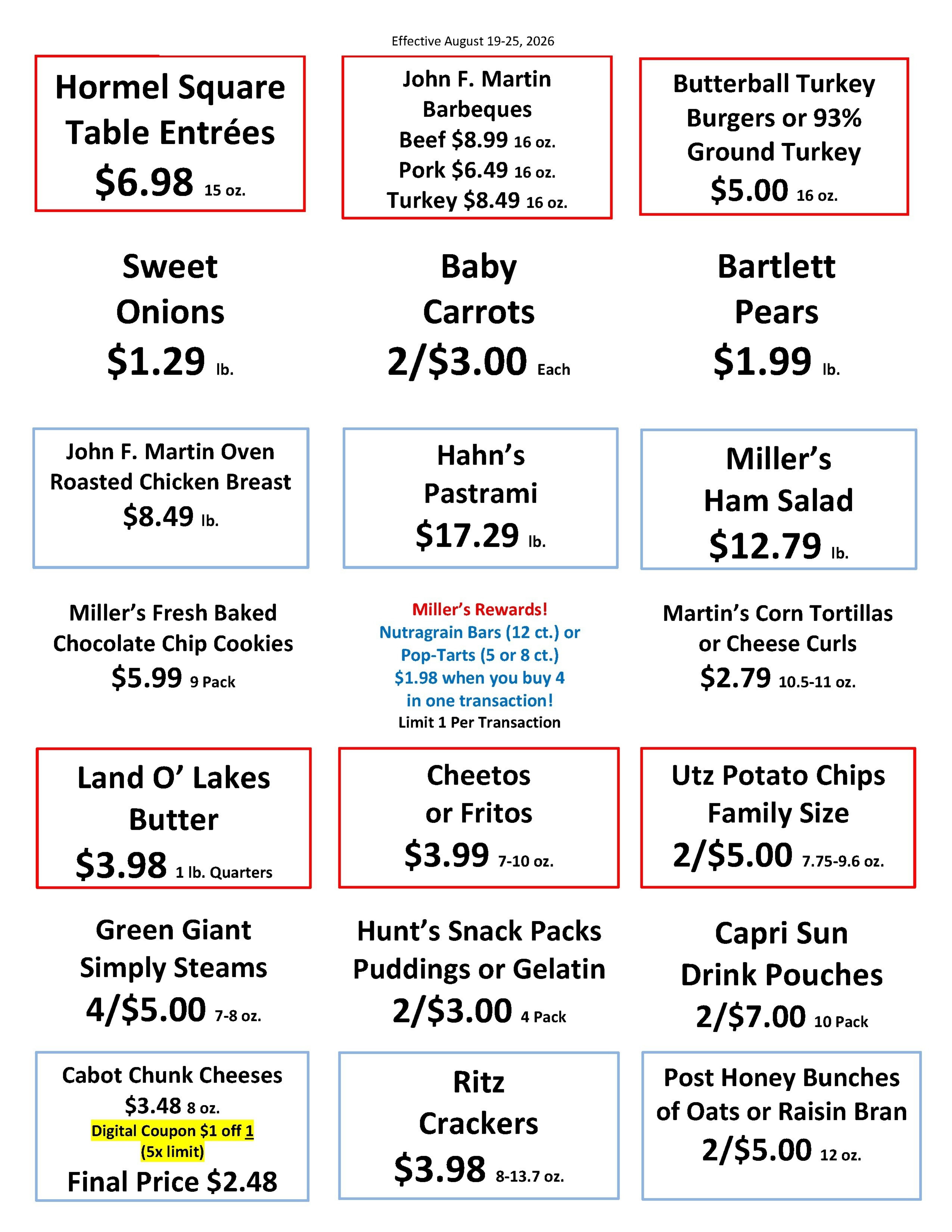 Miller's Food Market Weekly Ad August 19 - 25, 2026