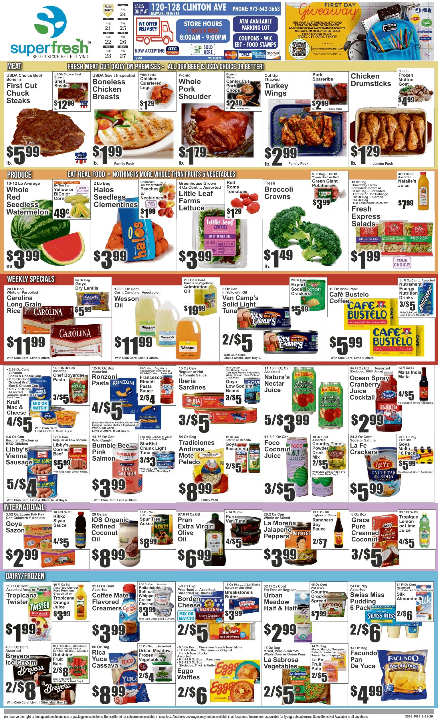 SuperFresh Supermarkets (Newark, NJ) SuperFresh Weekly Ad August 21 - 27, 2026