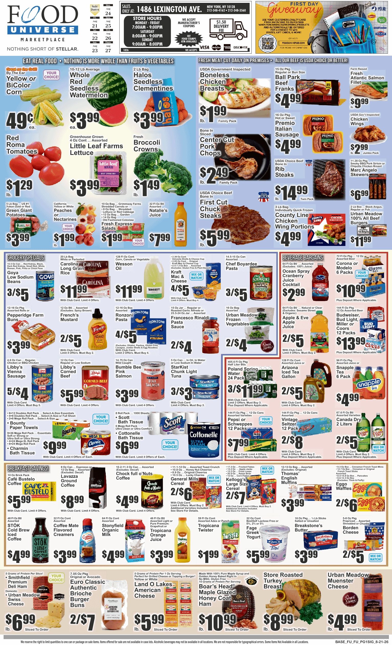 Food Universe (1486 Lexington Ave., New York, NY) Weekly Ad August 21 - 27, 2026