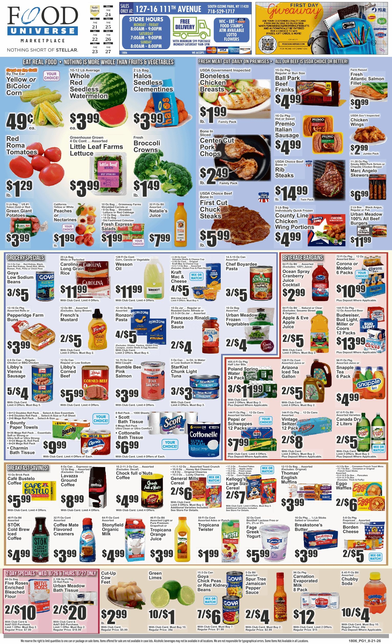 Food Universe (South Ozone Park, NY) Weekly Ad August 21 - 27, 2026