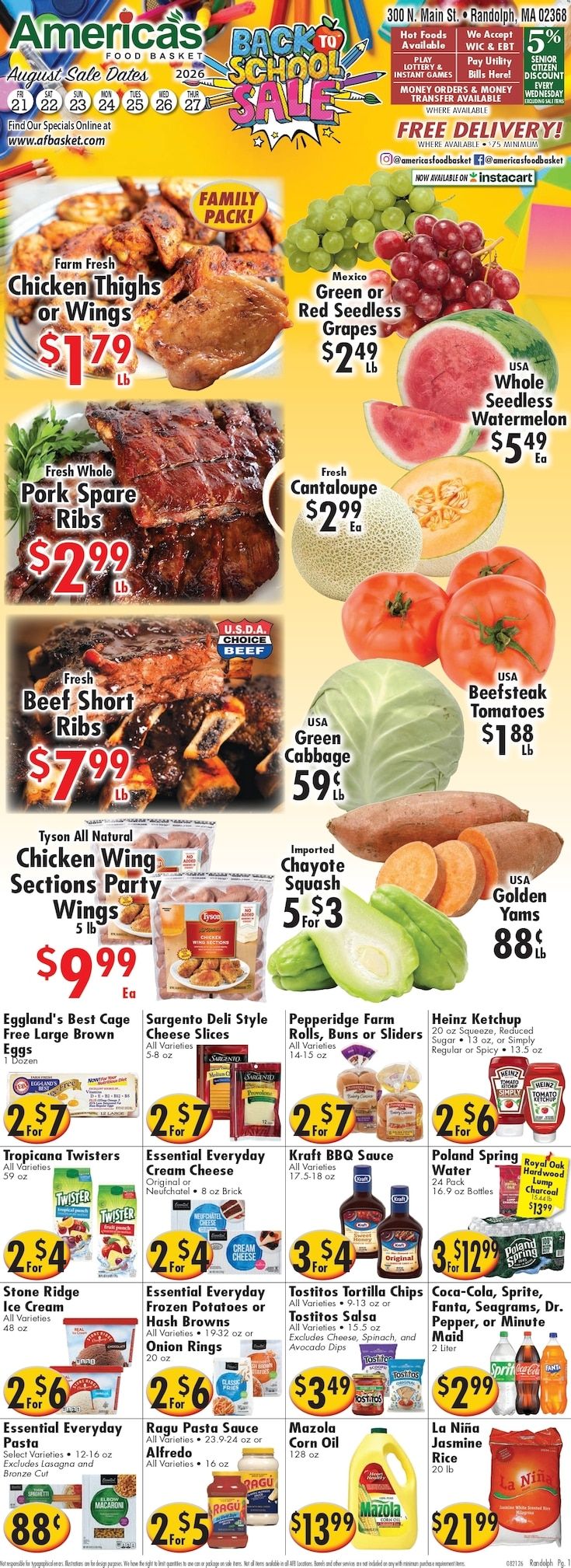 America's Food Basket (Randolph, MA) Weekly Ad August 21 - 27, 2026