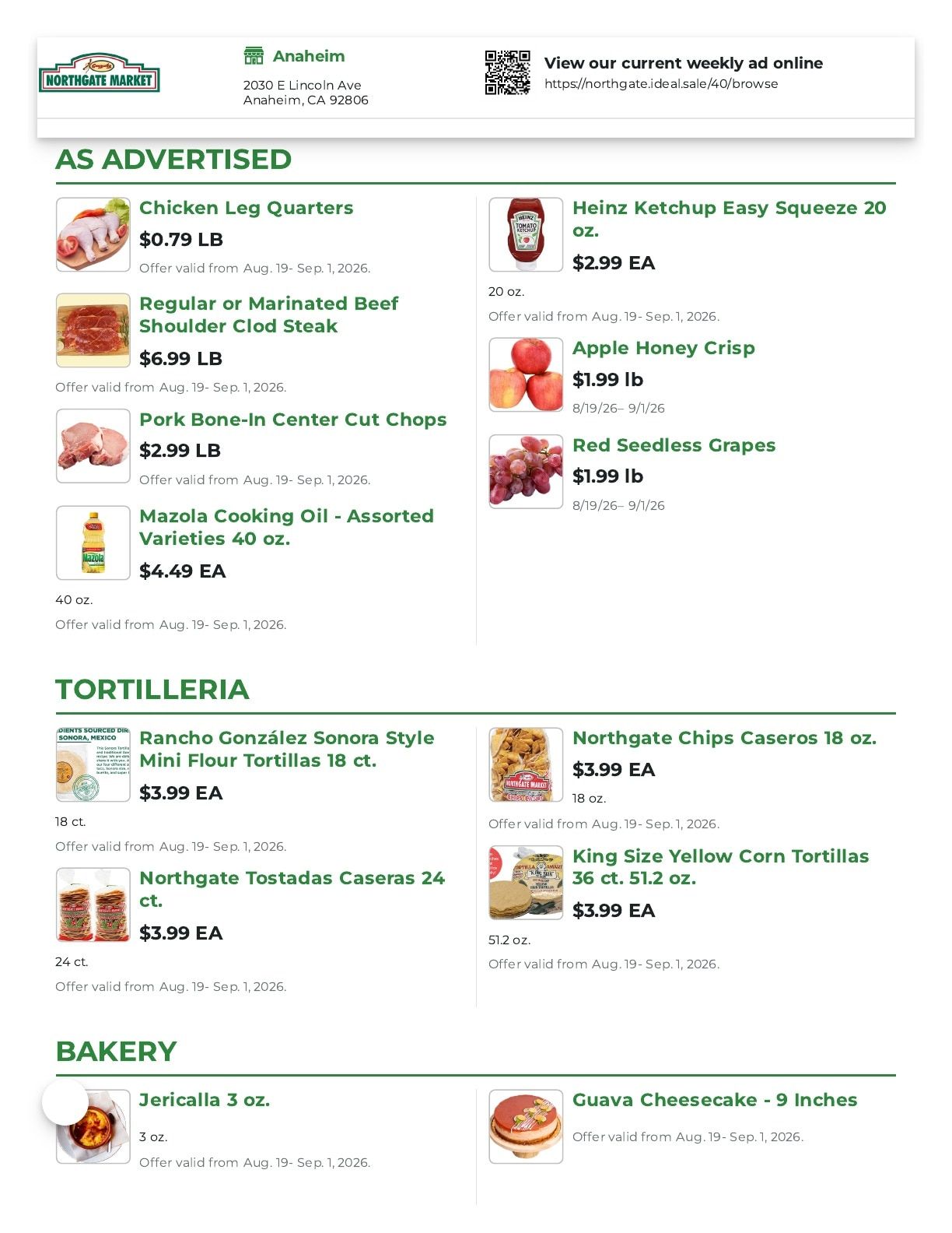 Northgate Market Weekly Ad August 19 - September 1, 2026