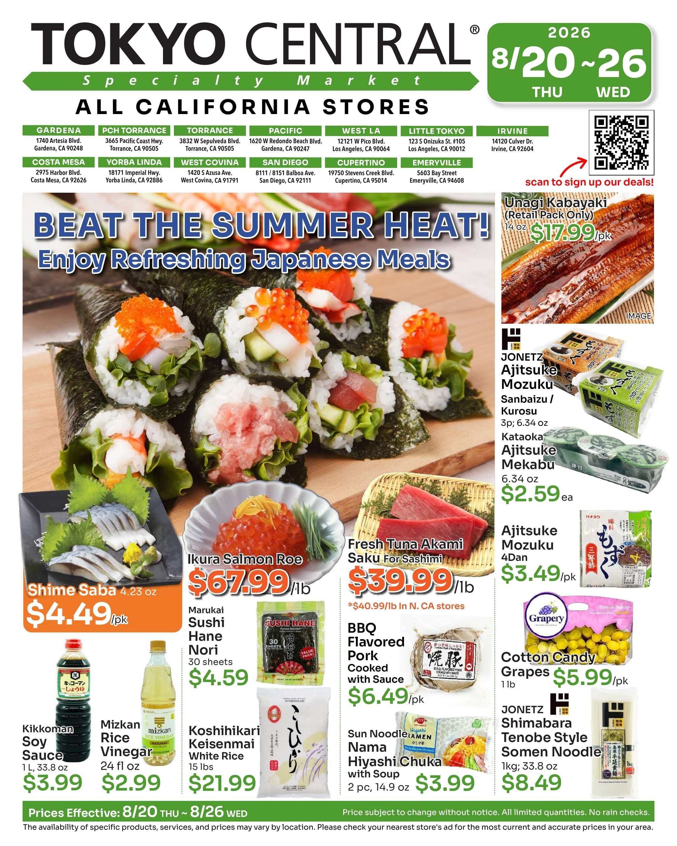 Tokyo Central and Marukai Weekly Ad August 20 - 26, 2026