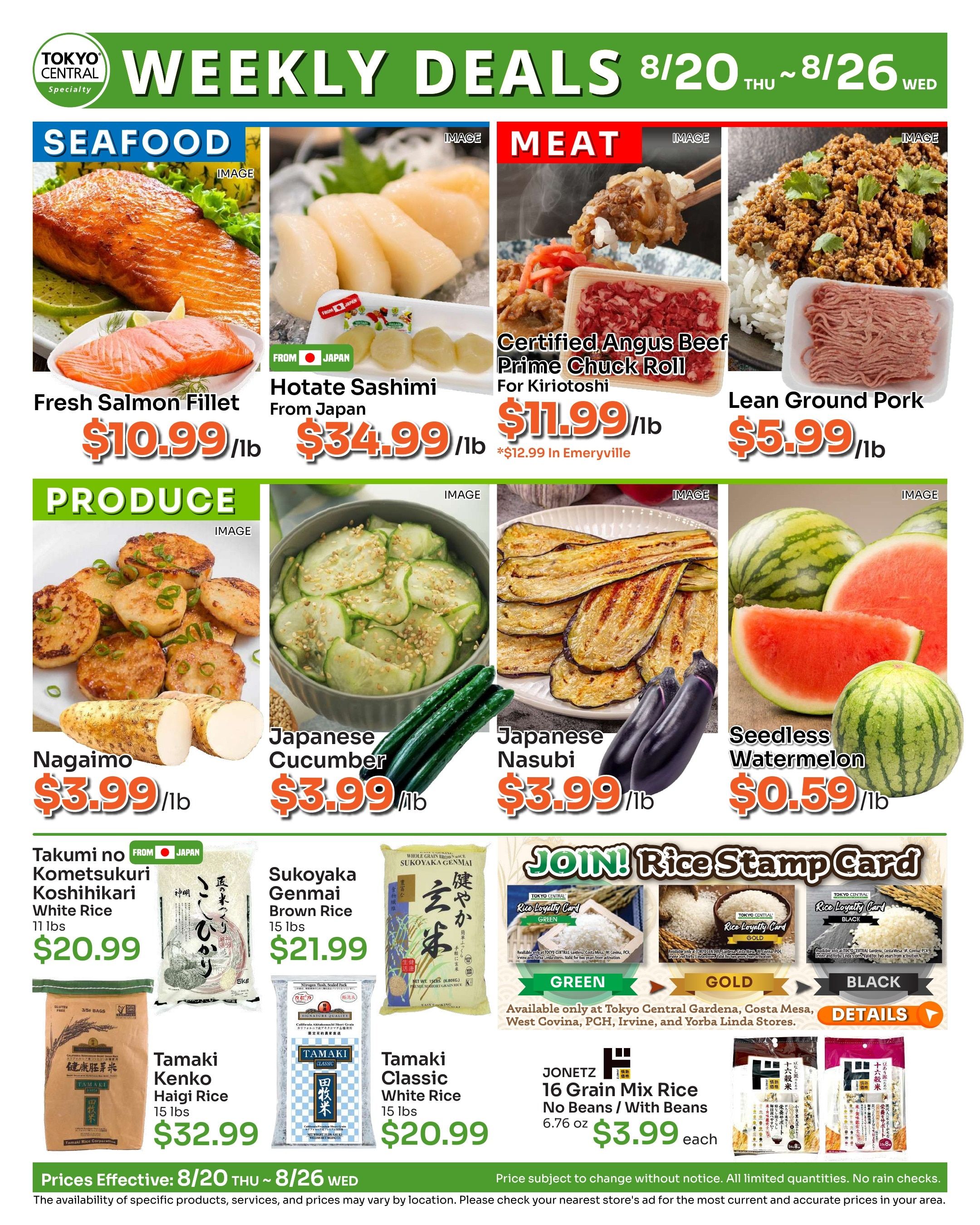 Tokyo Central and Marukai Weekly Ad August 20 - 26, 2026
