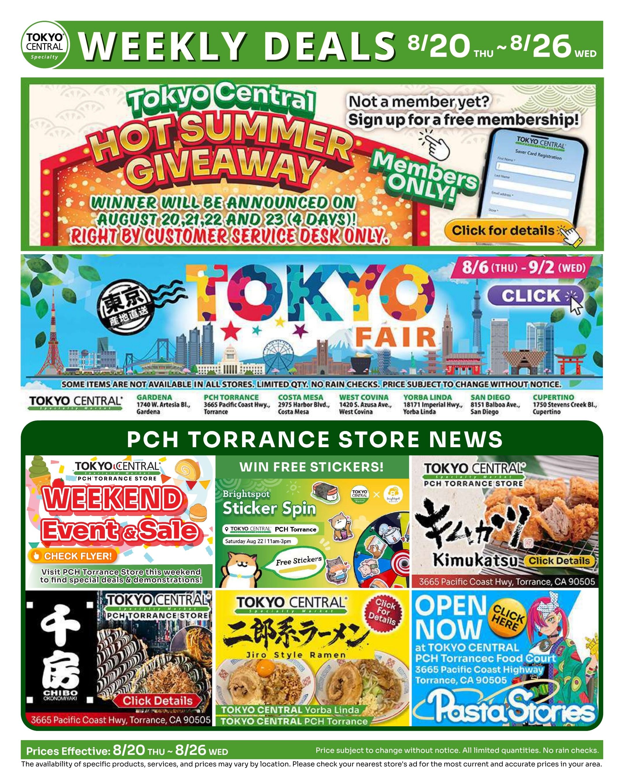 Tokyo Central and Marukai Weekly Ad August 20 - 26, 2026