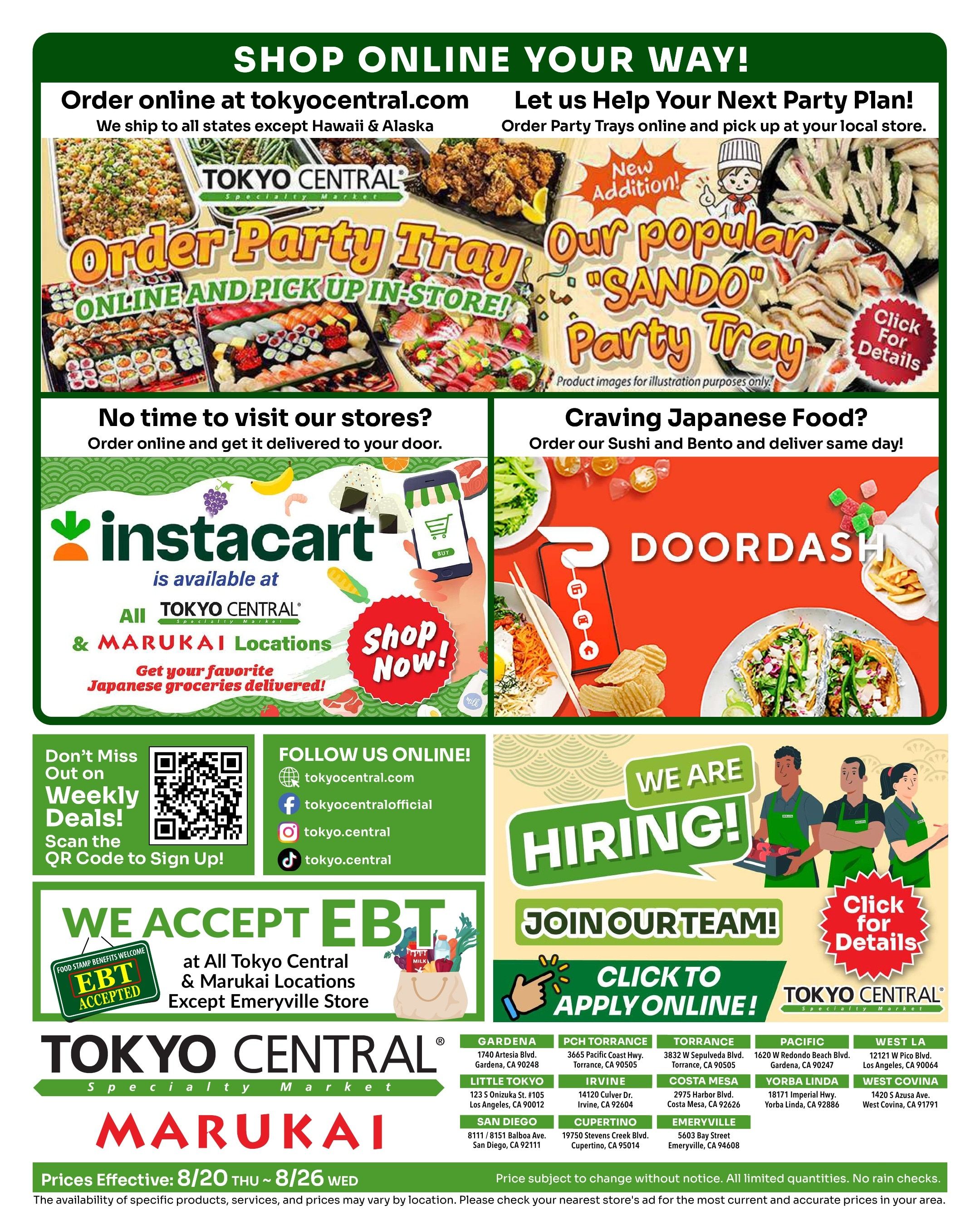 Tokyo Central and Marukai Weekly Ad August 20 - 26, 2026
