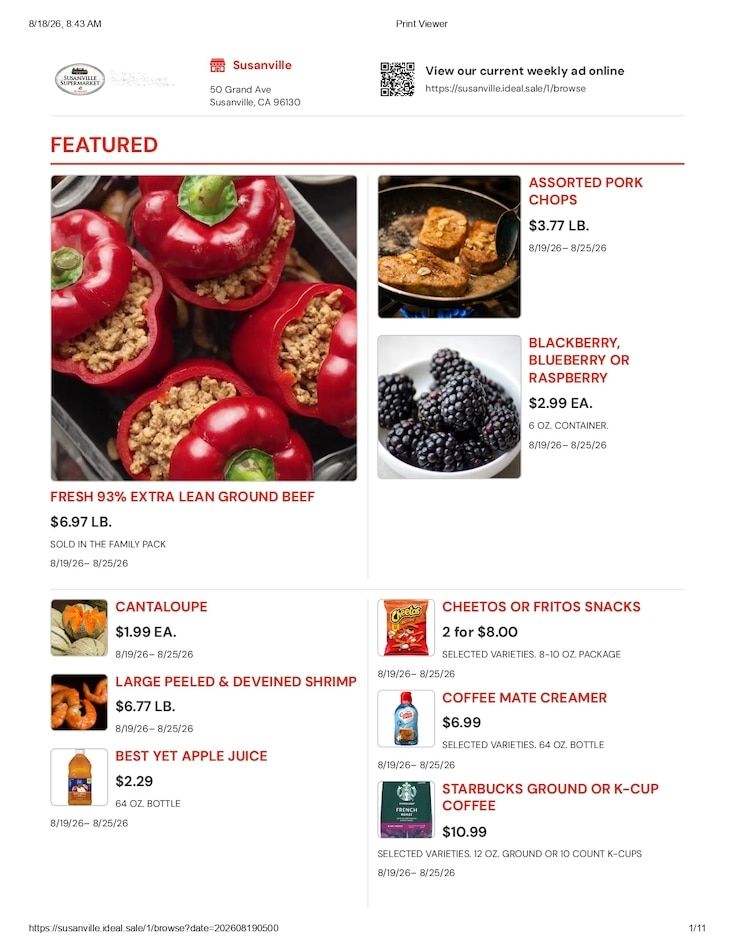 Susanville Supermarket IGA Weekly Ad August 19 - 25, 2026