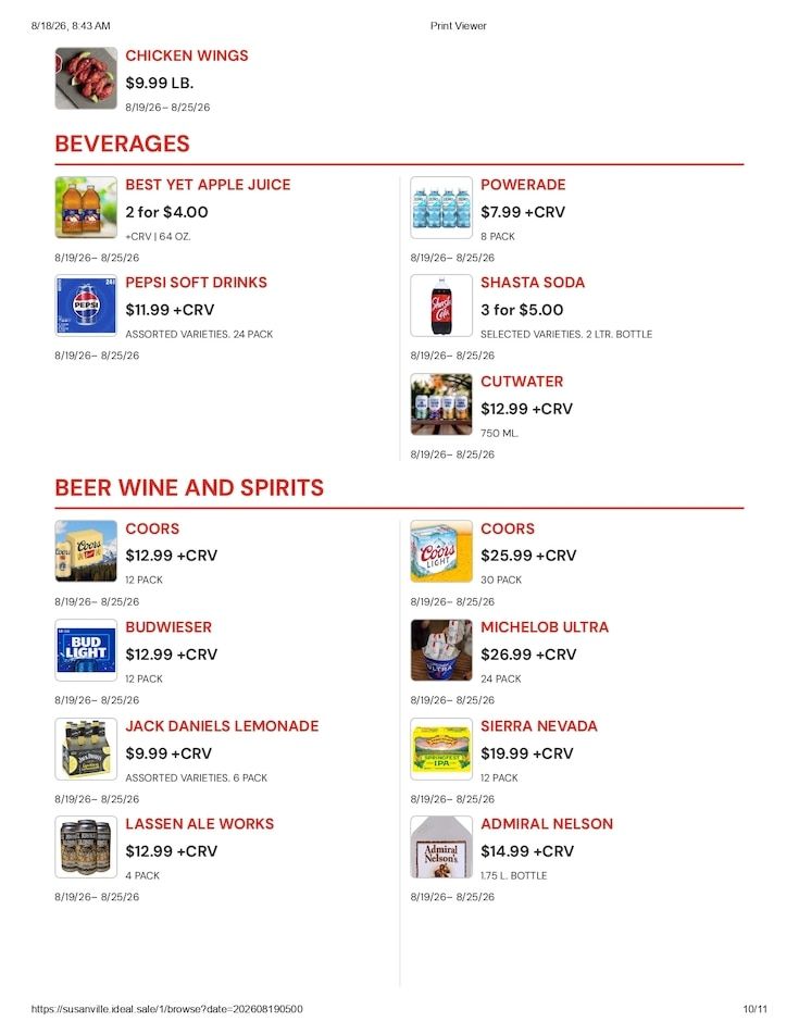Susanville Supermarket IGA Weekly Ad August 19 - 25, 2026