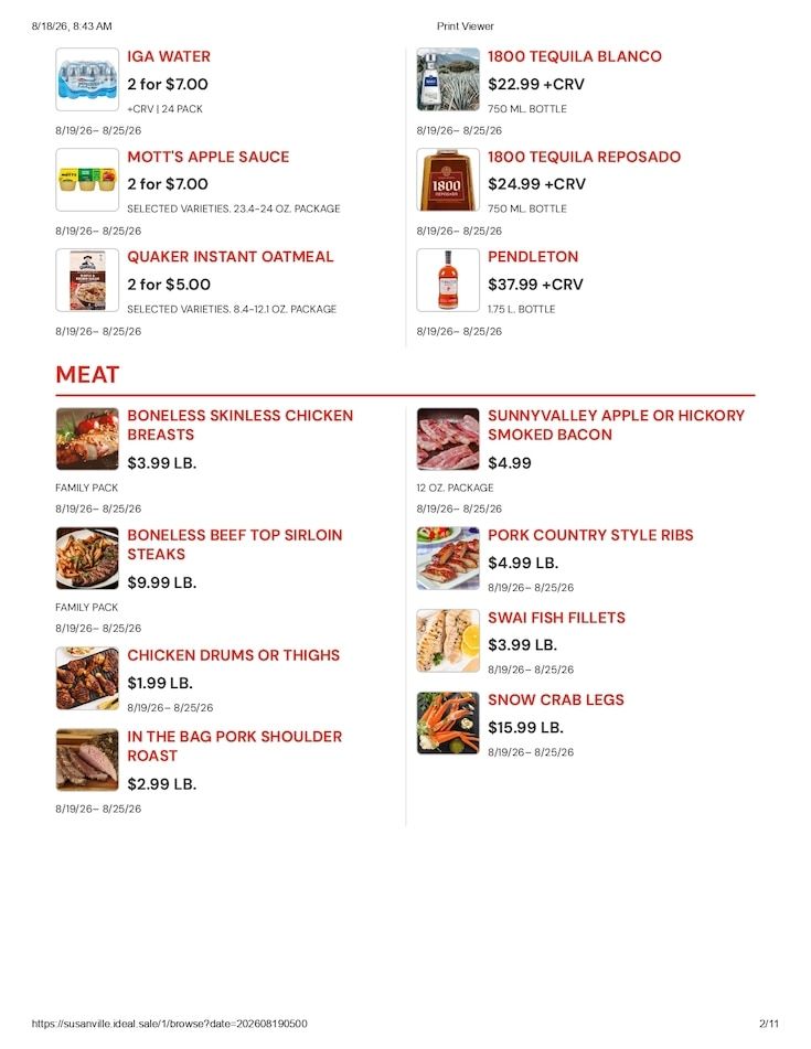 Susanville Supermarket IGA Weekly Ad August 19 - 25, 2026