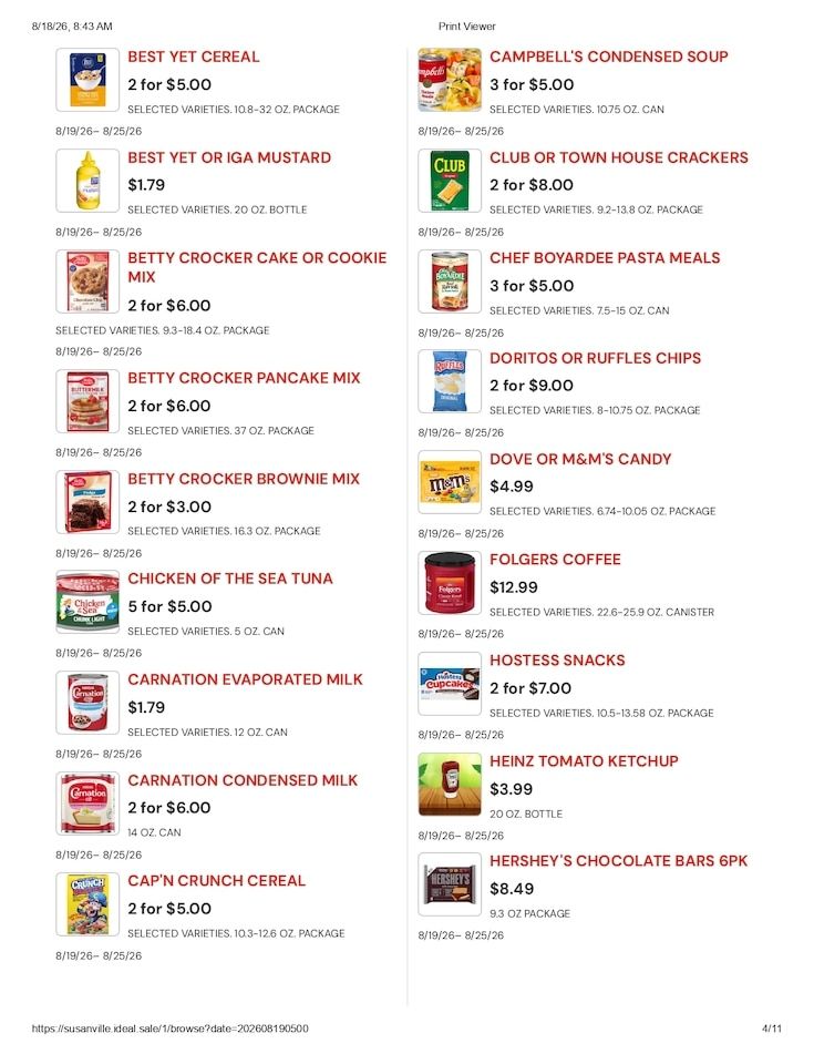 Susanville Supermarket IGA Weekly Ad August 19 - 25, 2026