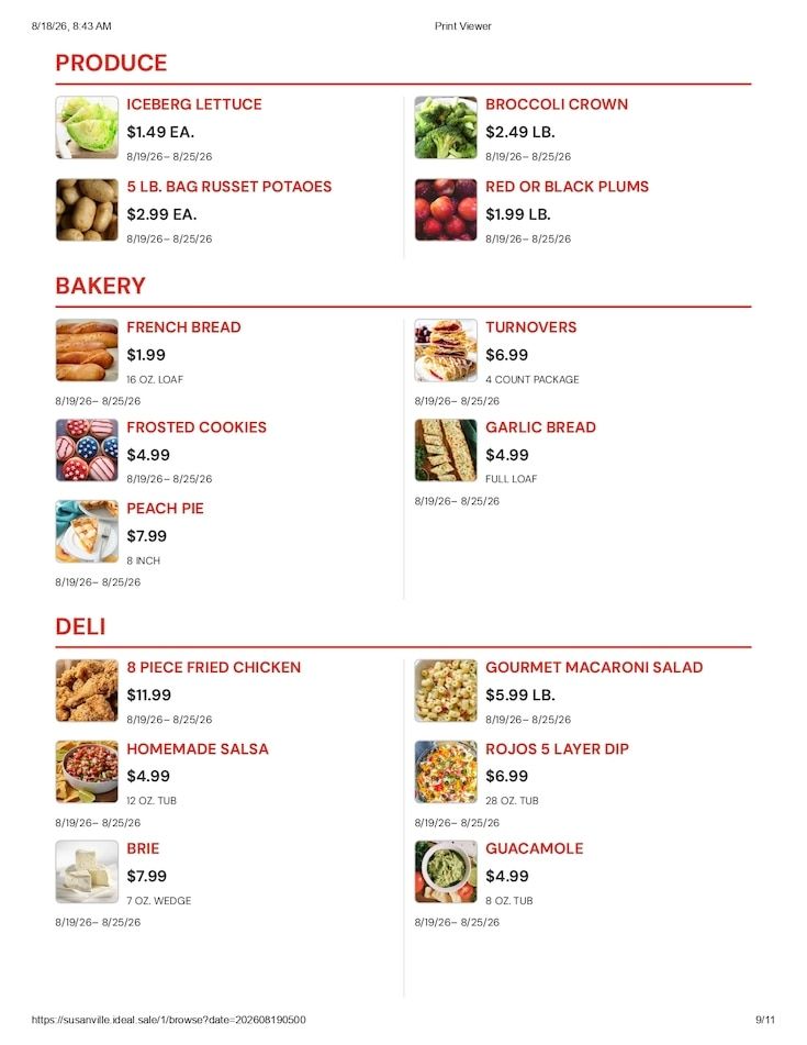 Susanville Supermarket IGA Weekly Ad August 19 - 25, 2026