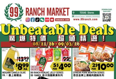 99 Ranch Market (Austin and other locations, TX) Weekly Ad August 21 - 28, 2026