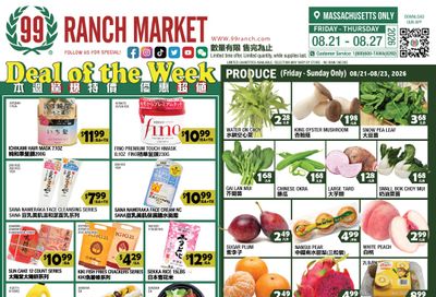 99 Ranch Market (Quincy, MA) Weekly Ad August 21 - 28, 2026
