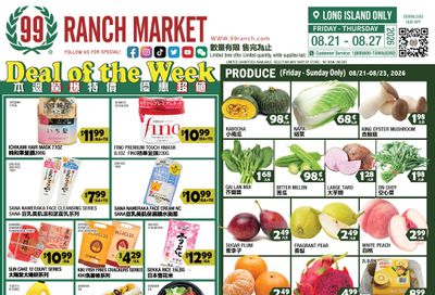 99 Ranch Market (Westbury, NY) Weekly Ad August 21 - 28, 2026
