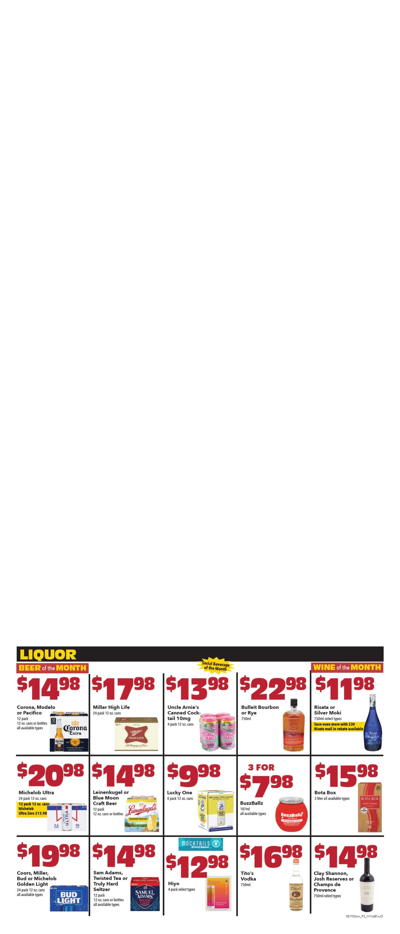 Cash Wise Liquor Weekly Ad August 19 - 25, 2026