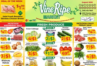 Vine Ripe (8191 Fletcher Parkway, La Mesa, CA) Weekly Ad August 18 - 24, 2026