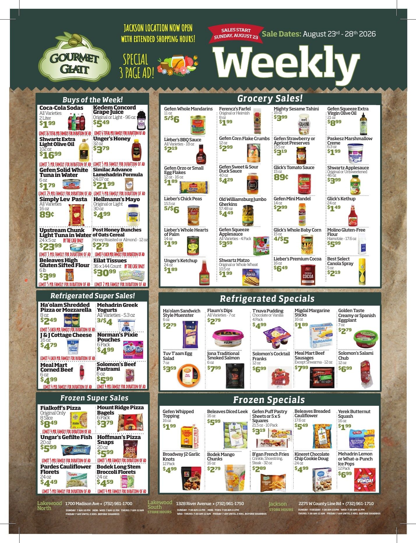 Gourmet Glatt (New Jersey) Weekly Ad August 22 - 28, 2026