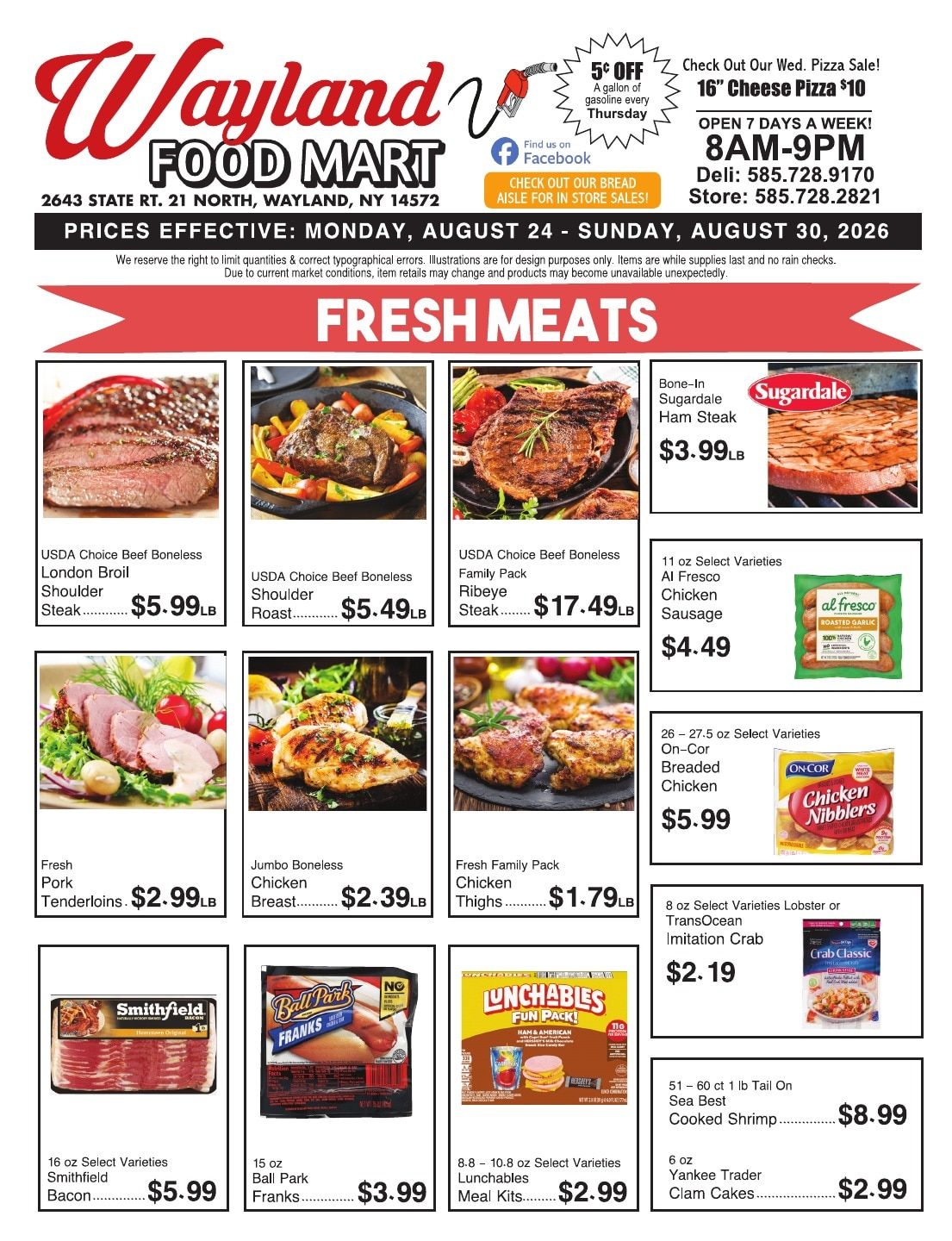 Wayland Food Mart Weekly Ad August 24 - 30, 2026