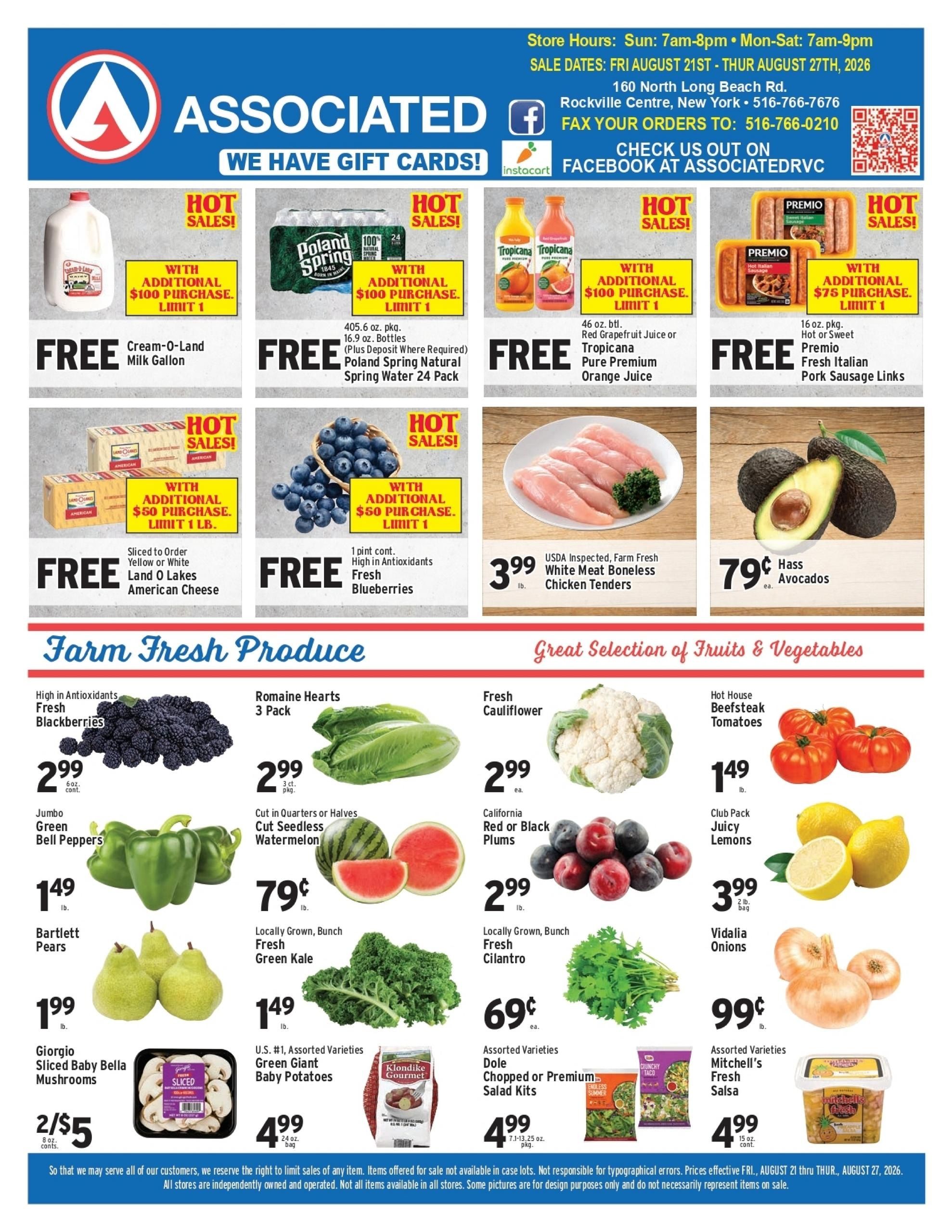 Associated Supermarkets (Carle Place–Hempstead Area, NY) Weekly Ad August 21 - 27, 2026