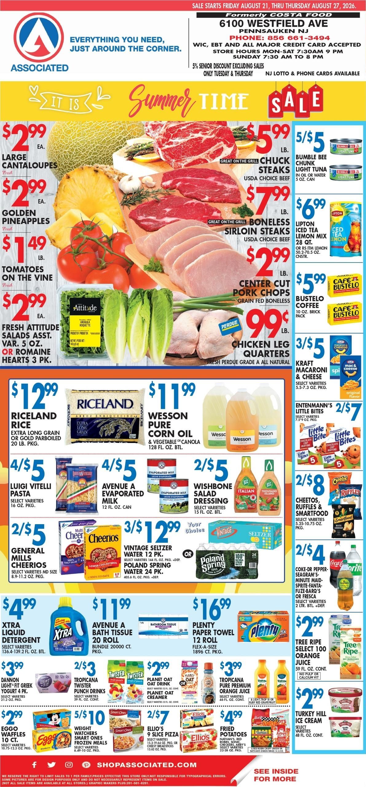 Associated Supermarkets (Philadelphia–Haddonfield Area, NJ–PA) Weekly Ad August 21 - 27, 2026