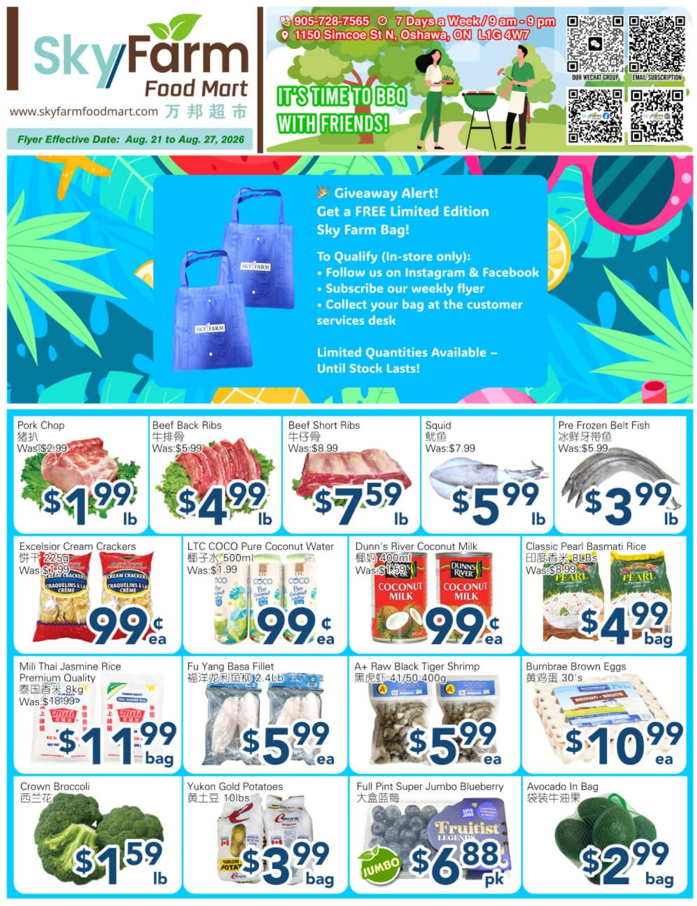 SkyFarm Food Mart Flyer August 21 to 27