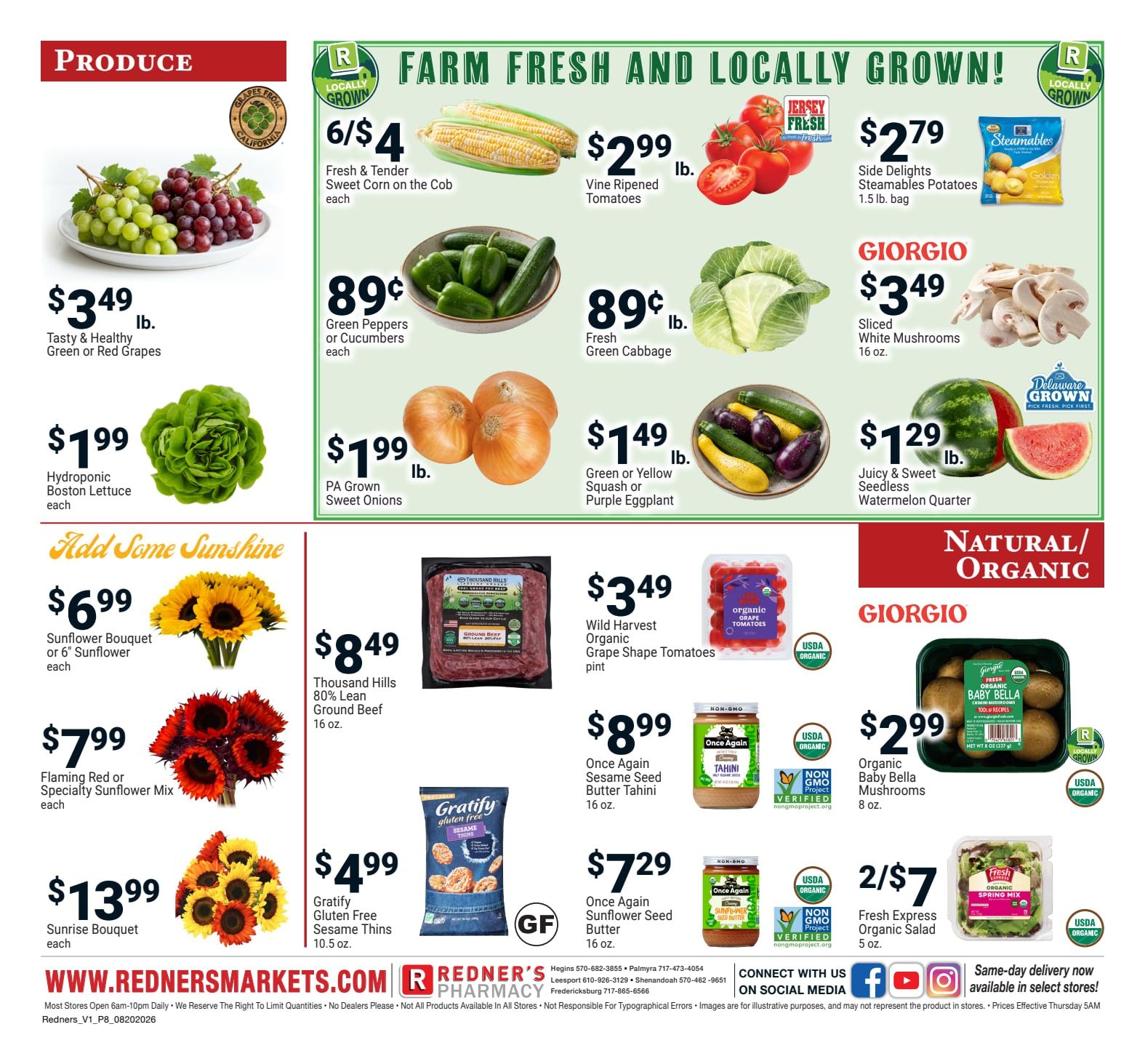 Redner's Markets (Nesquehoning, PA) Weekly Ad August 20 - 26, 2026