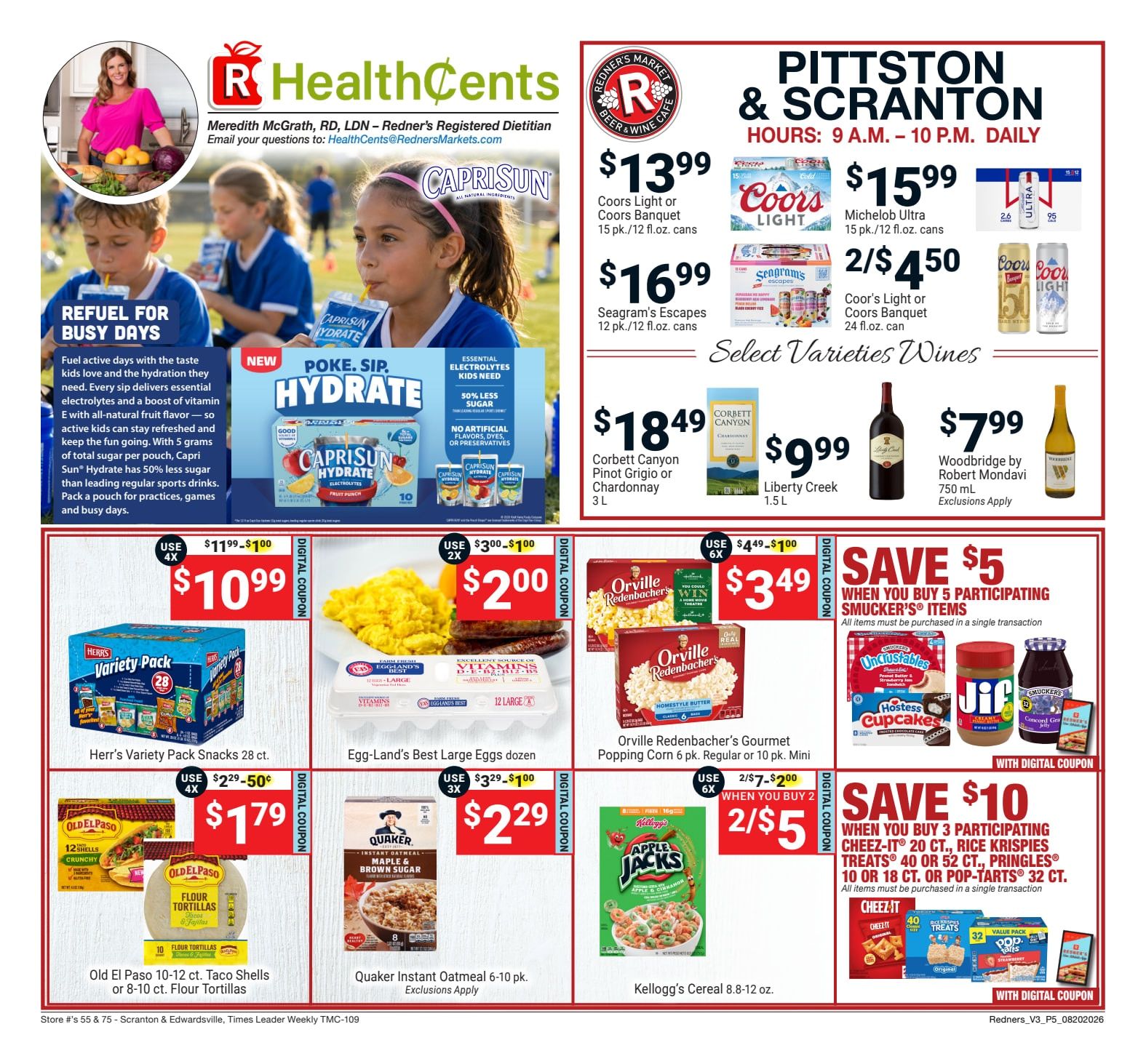 Redner's Markets (Pittston and Scranton, PA) Weekly Ad August 20 - 26, 2026