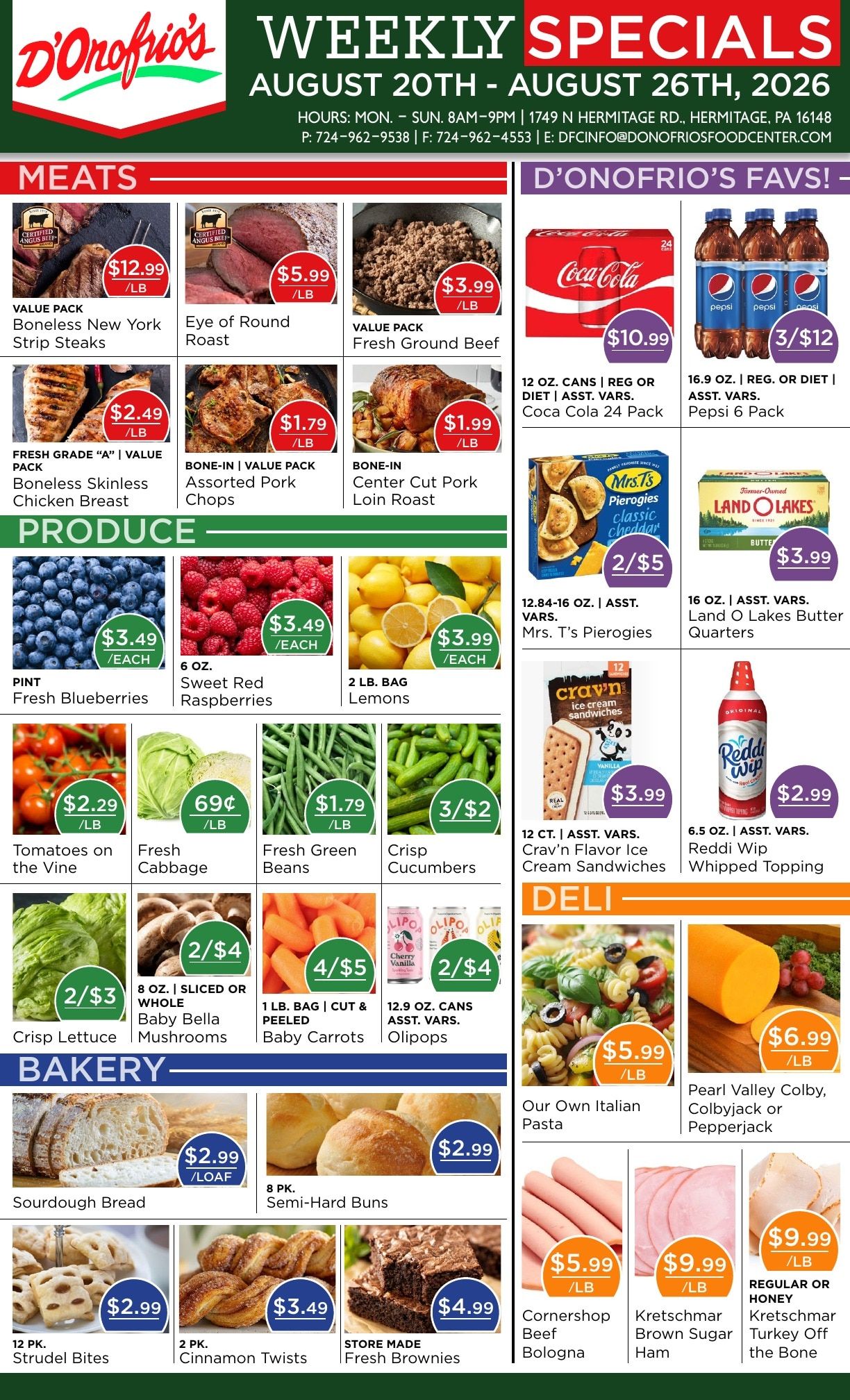 D'Onofrio's Food Center Weekly Ad August 20 - 26, 2026