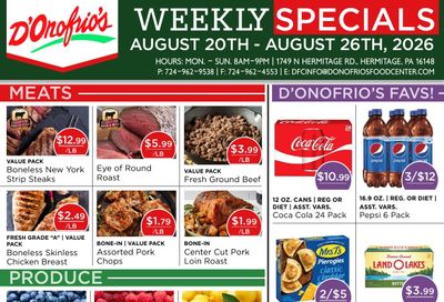 D'Onofrio's Food Center Weekly Ad August 20 - 26, 2026