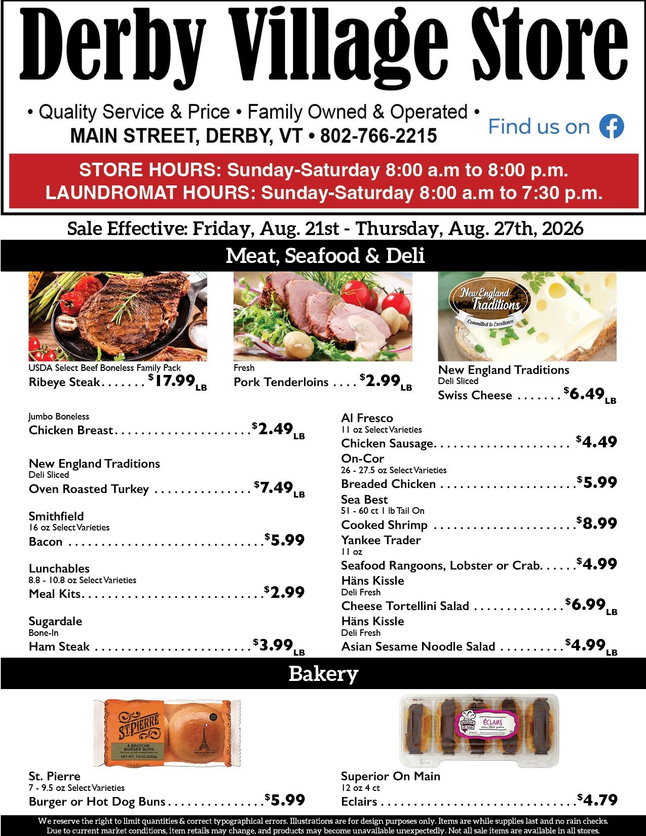 Derby Village Store Weekly Ad August 21 - 27, 2026