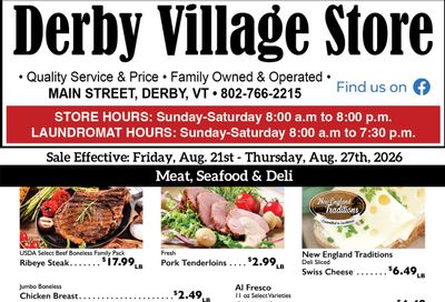 Derby Village Store Weekly Ad August 21 - 27, 2026