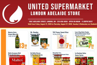 United Supermarket (London) Flyer August 21 to 27