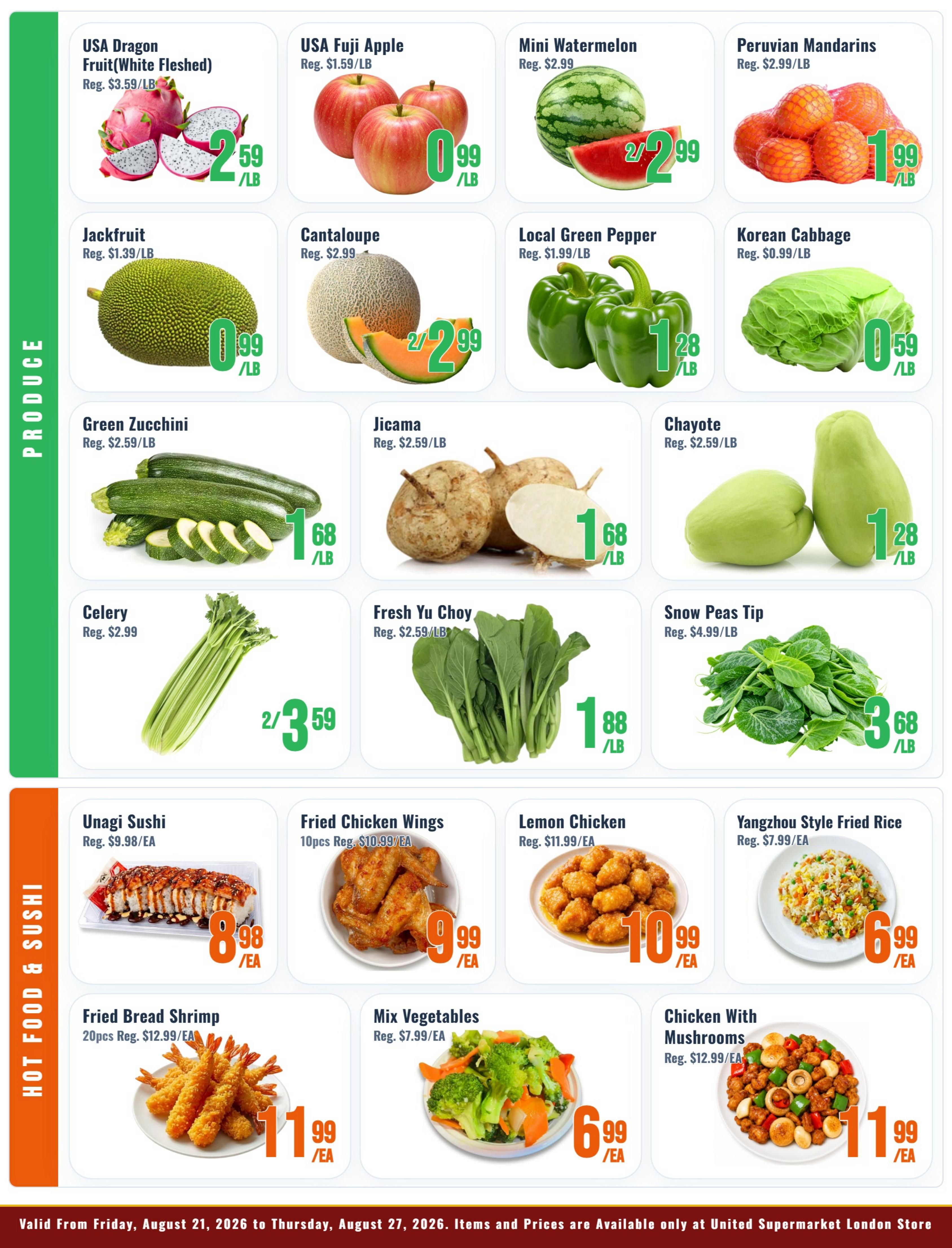 United Supermarket (London) Flyer August 21 to 27