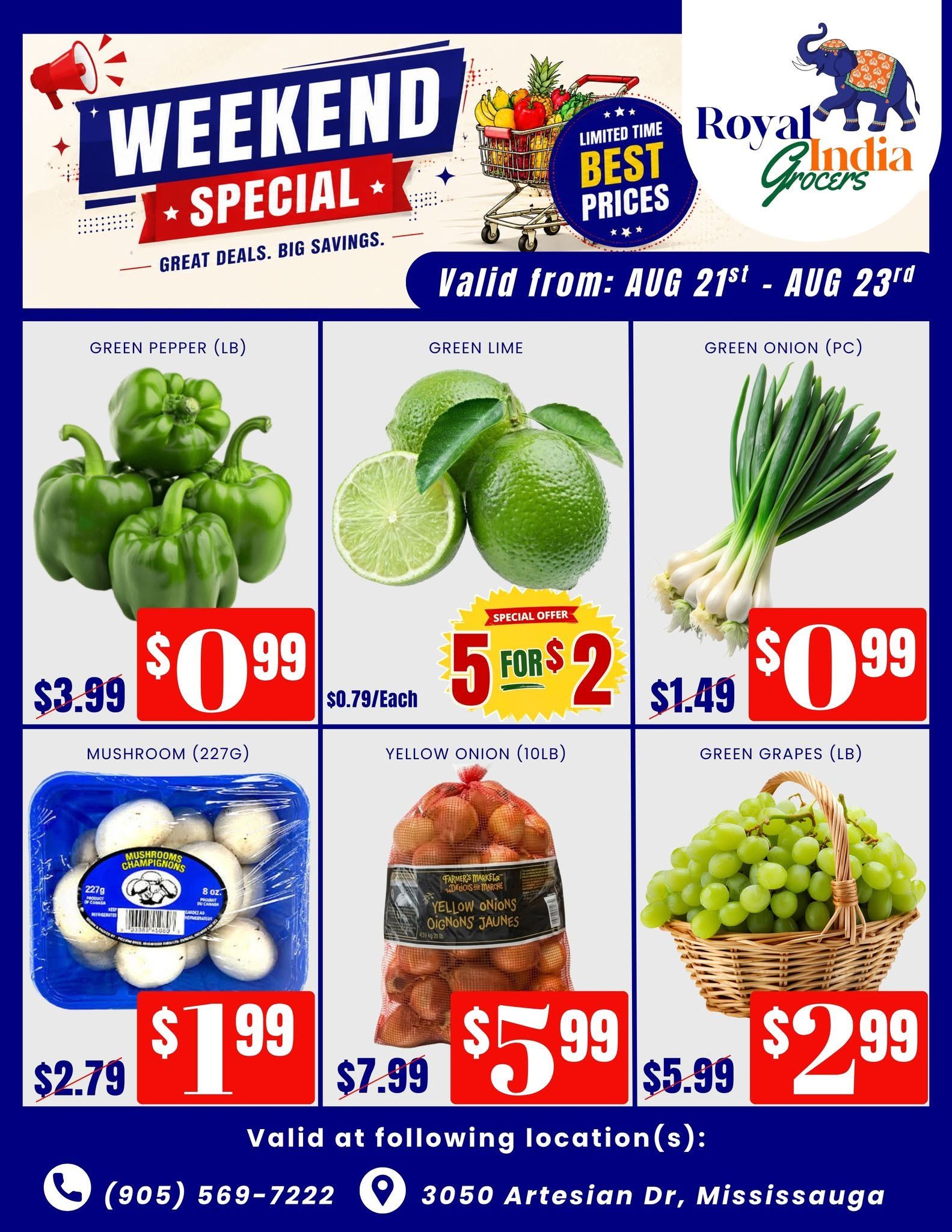 Royal India Grocers Flyer August 21 to 23